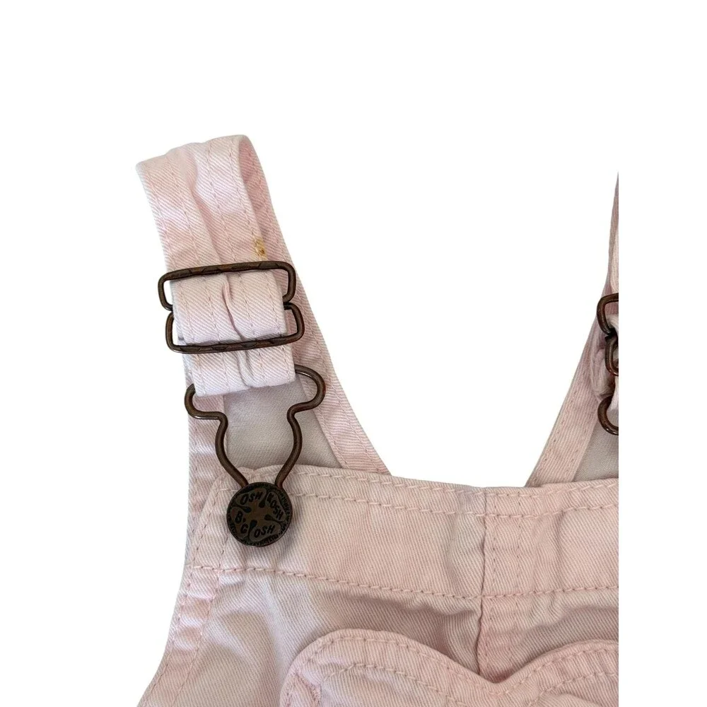 OshKosh B'gosh Girls Pink Vintage Overalls Shorts Size 4T Vestbak